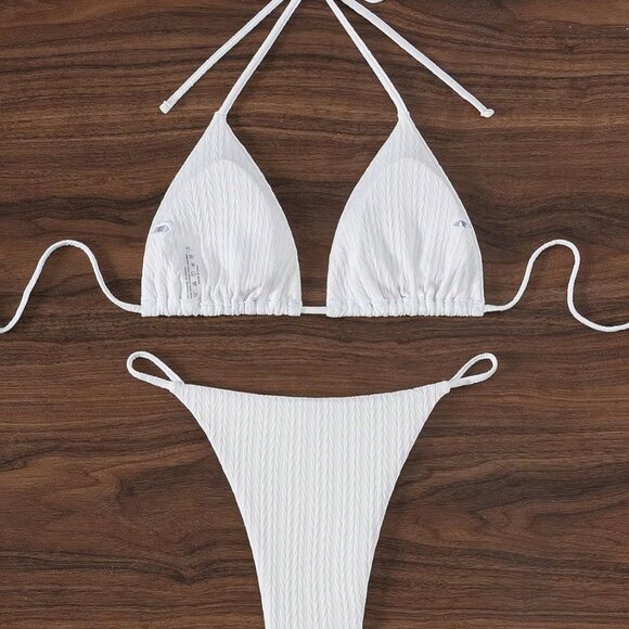 NWT White Halter Bikini Set - X-Large - Picture 5 of 6